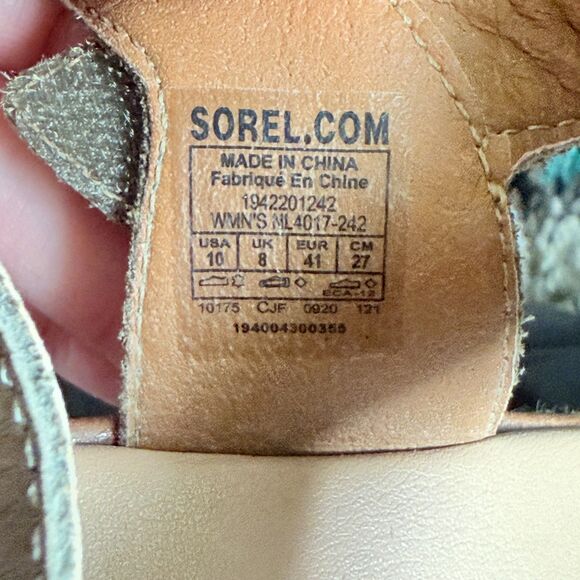 Sorel Women's Cameron Flatform Chunky Sandals Ankle Strap Olive Green Brown 10 - Picture 3 of 8